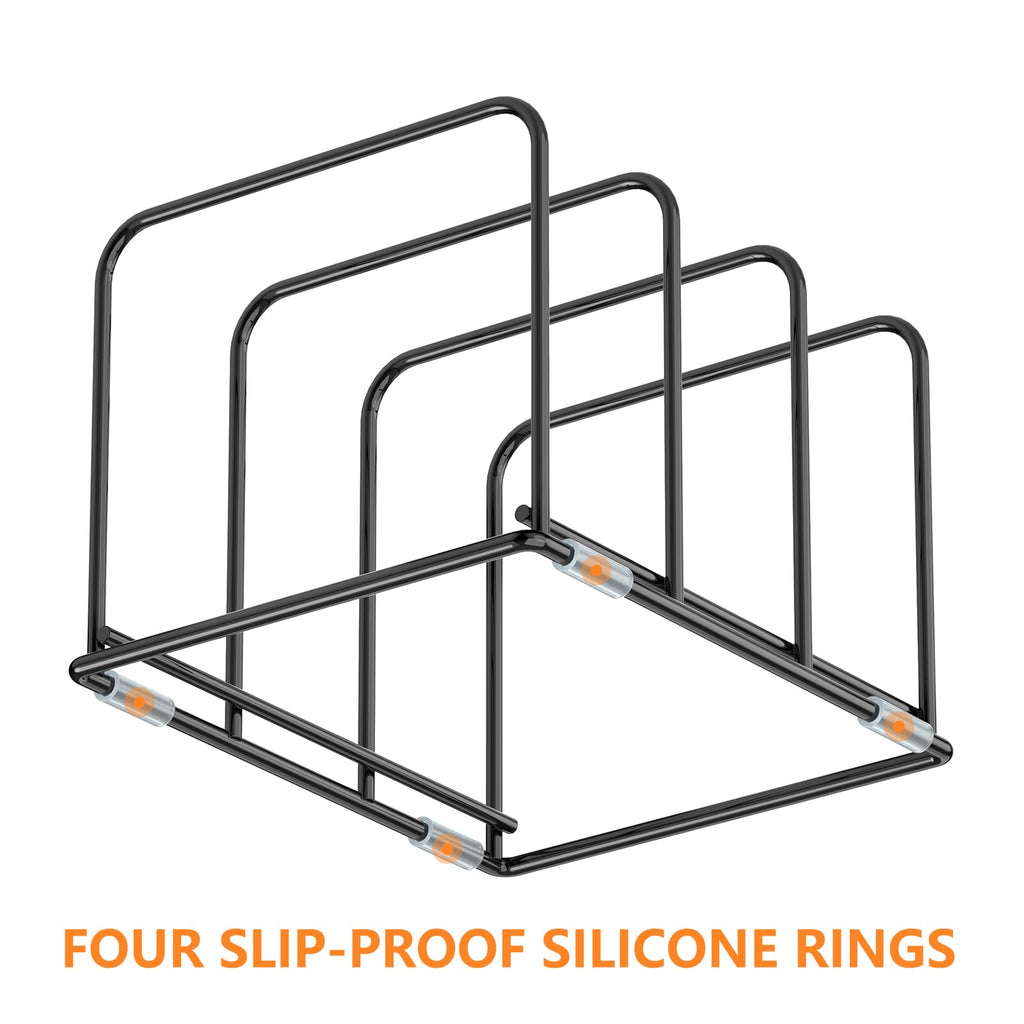 Kitchen Cabinet Organizer, Steel Cookware Holder, Divided Holder with 5 Slots for Skillets Baking Tray and Chopping Board Rack - Baking Pan Holder Storage (1 PC)
