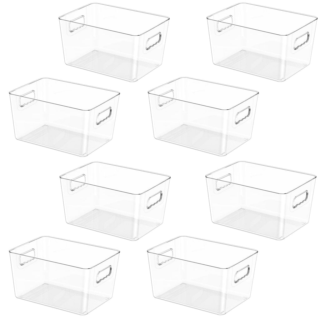 BALEINE Clear Plastic Storage Bins, Pantry Organization, BPA Free Stackable Refrigerator Organizers and Storage with Handles for Kitchen Fridge Cabinet Bathroom (6PK, 9.5x5.5x4.5)