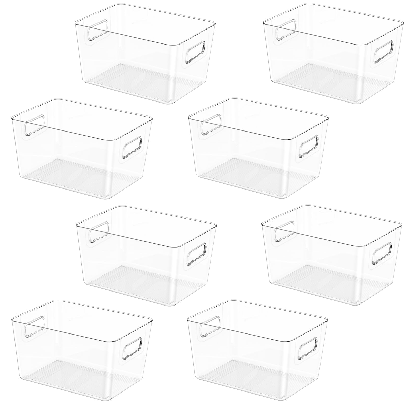 BALEINE Clear Plastic Storage Bins, Pantry Organization, BPA Free Stackable Refrigerator Organizers and Storage with Handles for Kitchen Fridge Cabinet Bathroom (6PK, 9.5x5.5x4.5)