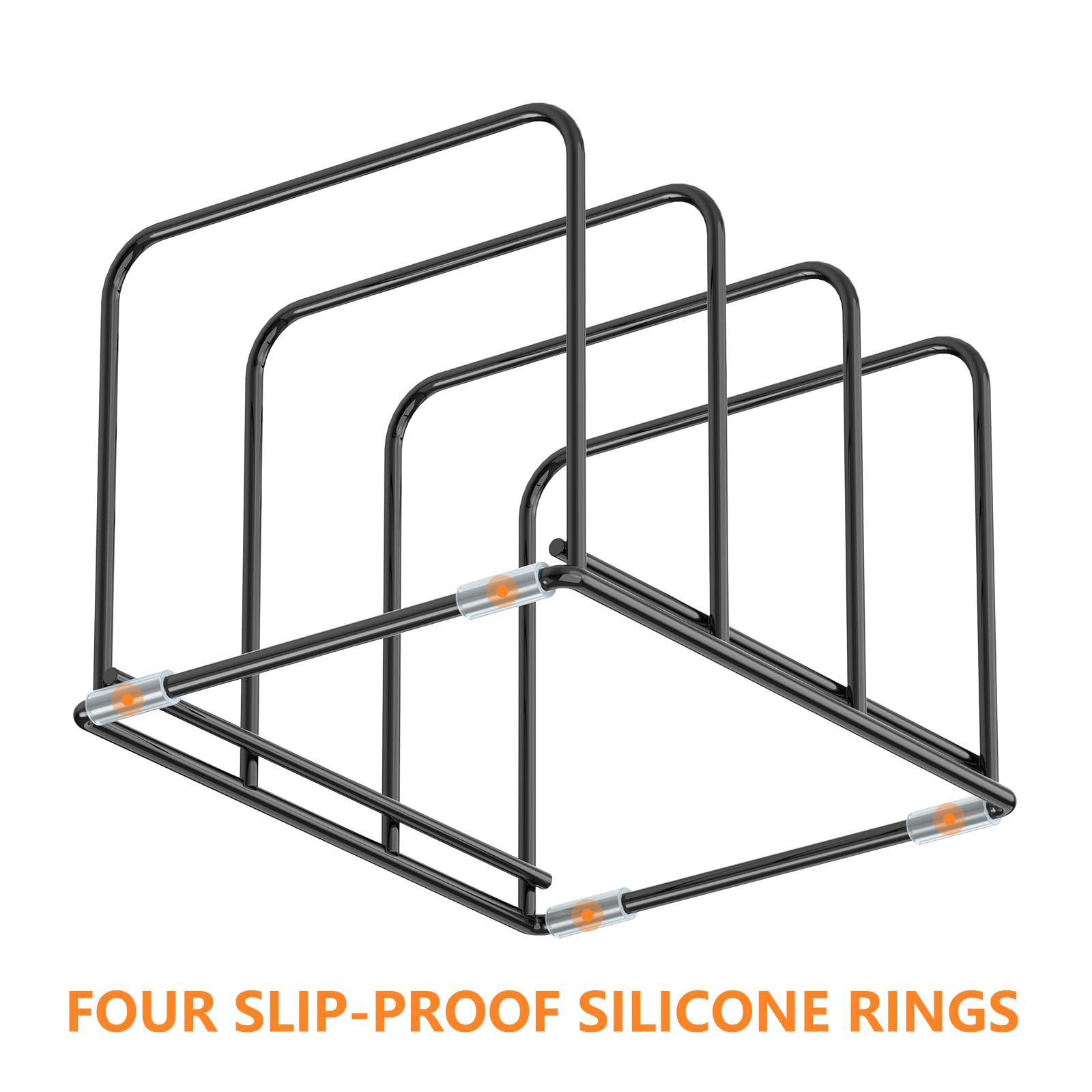 Kitchen Cabinet Organizer, Steel Cookware Holder, Divided Holder with 5 Slots for Skillets Baking Tray and Chopping Board Rack - Baking Pan Holder Storage (1 PC)