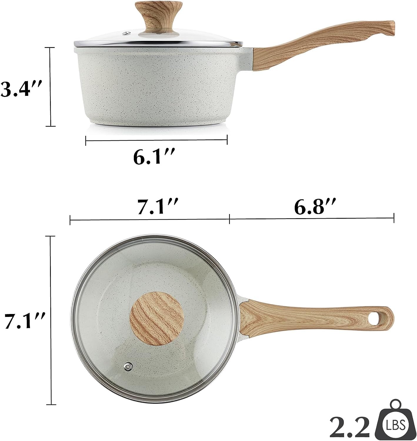 SENSARTE Nonstick Saucepan with Lid, 1.5 Quarts Small Pot with Swiss Granite Coating, Stay-cool Handle, Multipurpose Handy Sauce Pot Small Kitchen Cooking Pot, Induction Comptable, PFOA Free