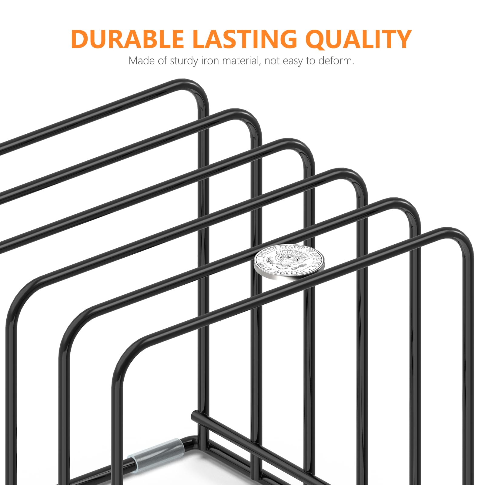 Kitchen Cabinet Organizer, Steel Cookware Holder, Divided Holder with 5 Slots for Skillets Baking Tray and Chopping Board Rack - Baking Pan Holder Storage (1 PC)