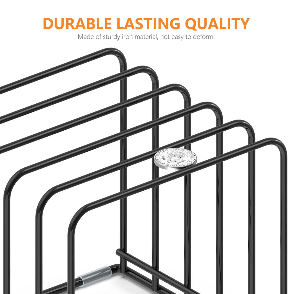 Kitchen Cabinet Organizer, Steel Cookware Holder, Divided Holder with 5 Slots for Skillets Baking Tray and Chopping Board Rack - Baking Pan Holder Storage (1 PC)
