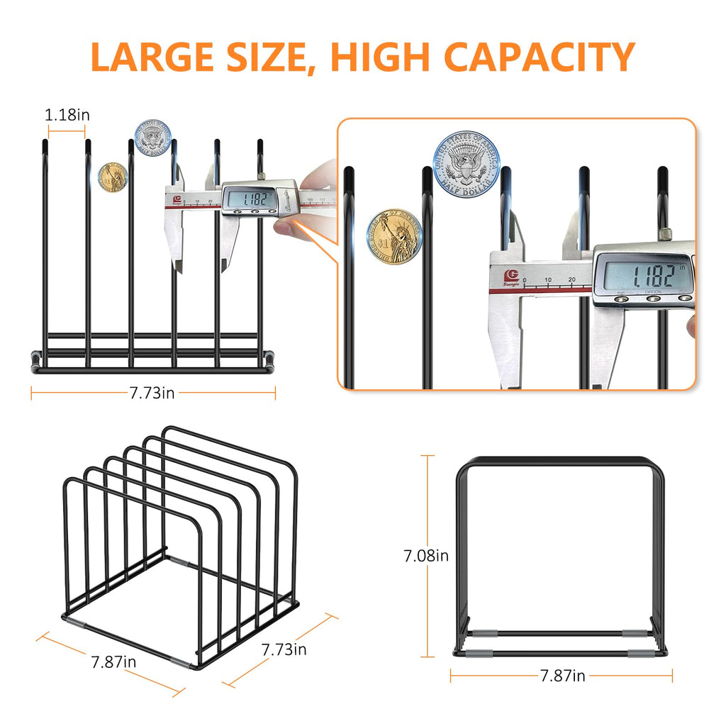 Kitchen Cabinet Organizer, Steel Cookware Holder, Divided Holder with 5 Slots for Skillets Baking Tray and Chopping Board Rack - Baking Pan Holder Storage (1 PC)