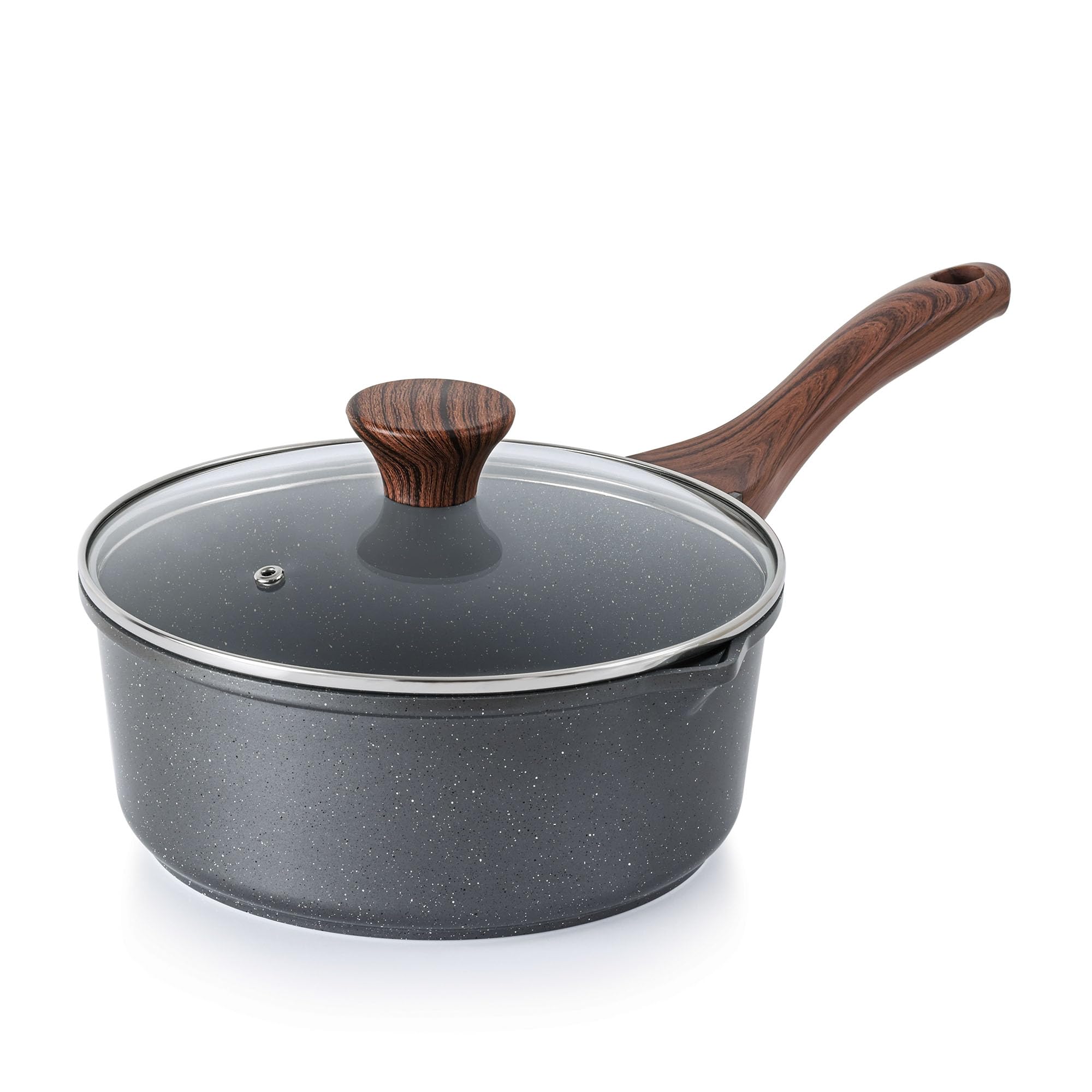 SENSARTE Nonstick Saucepan with Lid, 1.5 Quarts Small Pot with Swiss Granite Coating, Stay-cool Handle, Multipurpose Handy Sauce Pot Small Kitchen Cooking Pot, Induction Comptable, PFOA Free