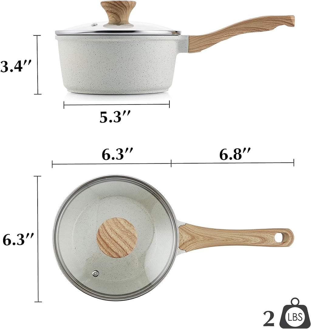 SENSARTE Nonstick Saucepan with Lid, 1.5 Quarts Small Pot with Swiss Granite Coating, Stay-cool Handle, Multipurpose Handy Sauce Pot Small Kitchen Cooking Pot, Induction Comptable, PFOA Free