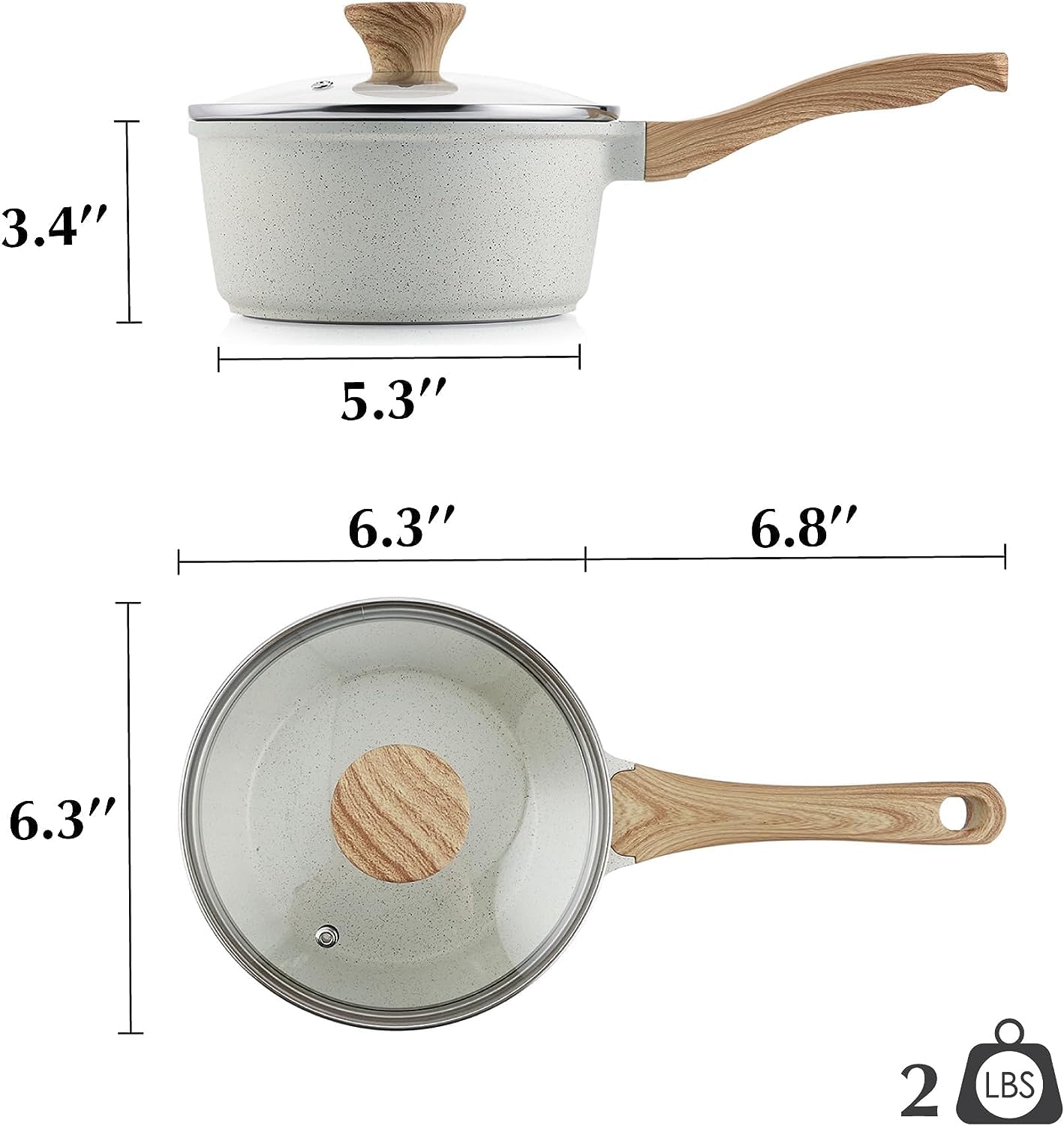 SENSARTE Nonstick Saucepan with Lid, 1.5 Quarts Small Pot with Swiss Granite Coating, Stay-cool Handle, Multipurpose Handy Sauce Pot Small Kitchen Cooking Pot, Induction Comptable, PFOA Free