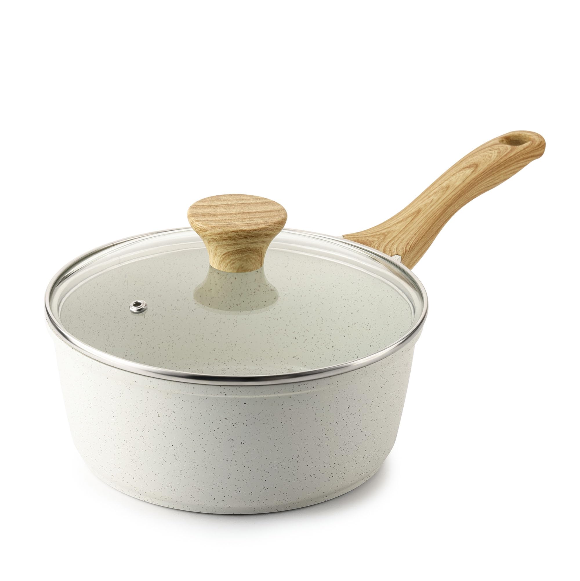 SENSARTE Nonstick Saucepan with Lid, 1.5 Quarts Small Pot with Swiss Granite Coating, Stay-cool Handle, Multipurpose Handy Sauce Pot Small Kitchen Cooking Pot, Induction Comptable, PFOA Free