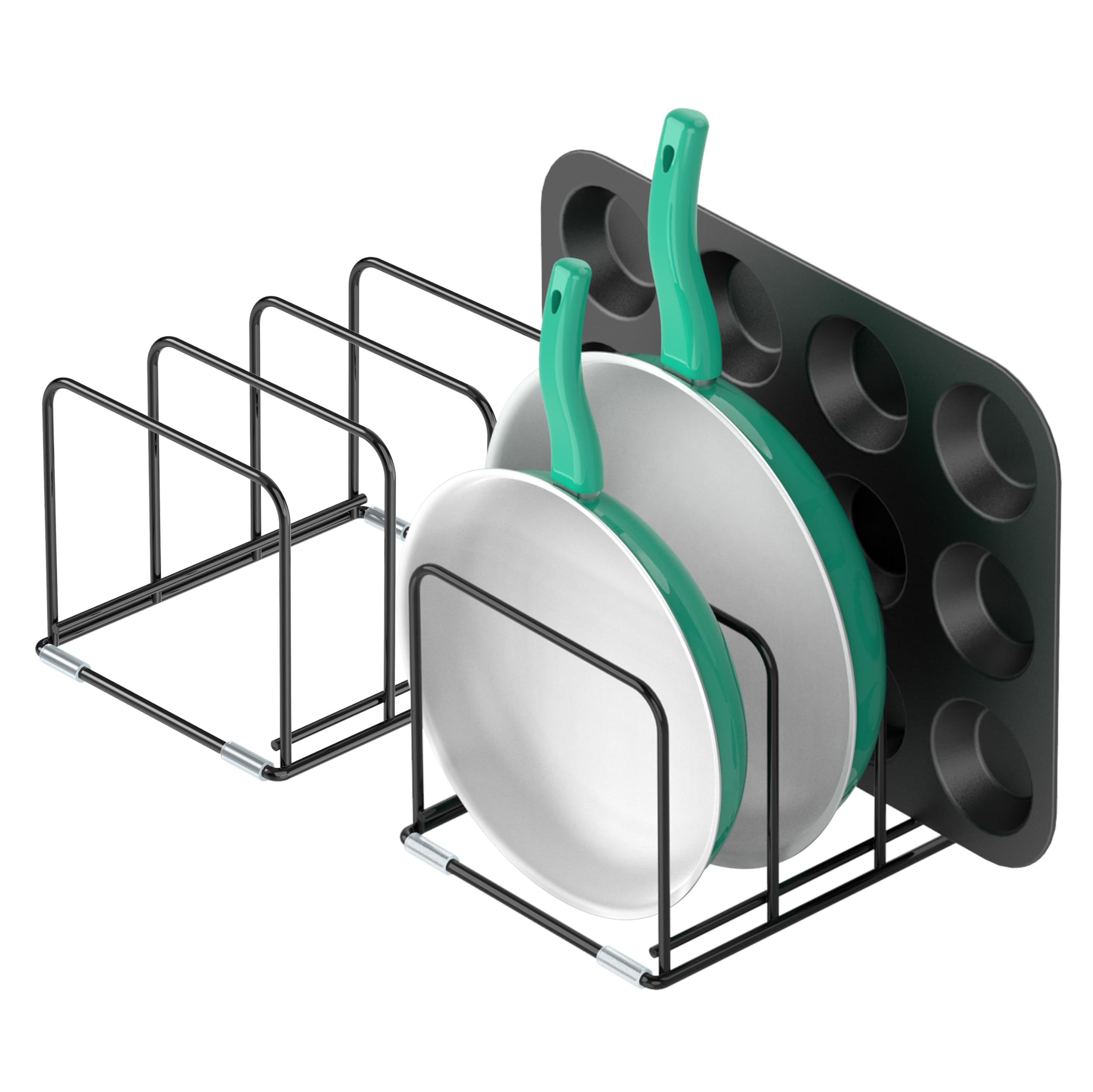 Kitchen Cabinet Organizer, Steel Cookware Holder, Divided Holder with 5 Slots for Skillets Baking Tray and Chopping Board Rack - Baking Pan Holder Storage (1 PC)