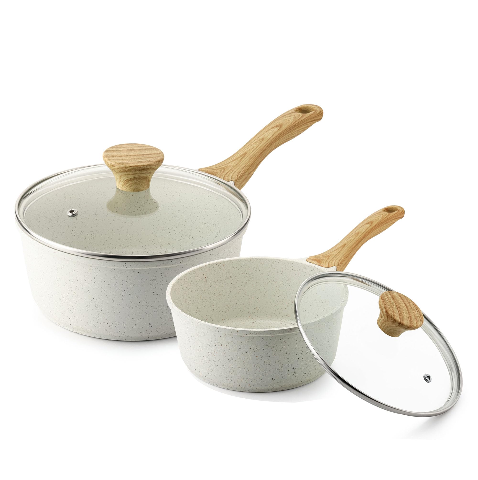SENSARTE Nonstick Saucepan with Lid, 1.5 Quarts Small Pot with Swiss Granite Coating, Stay-cool Handle, Multipurpose Handy Sauce Pot Small Kitchen Cooking Pot, Induction Comptable, PFOA Free